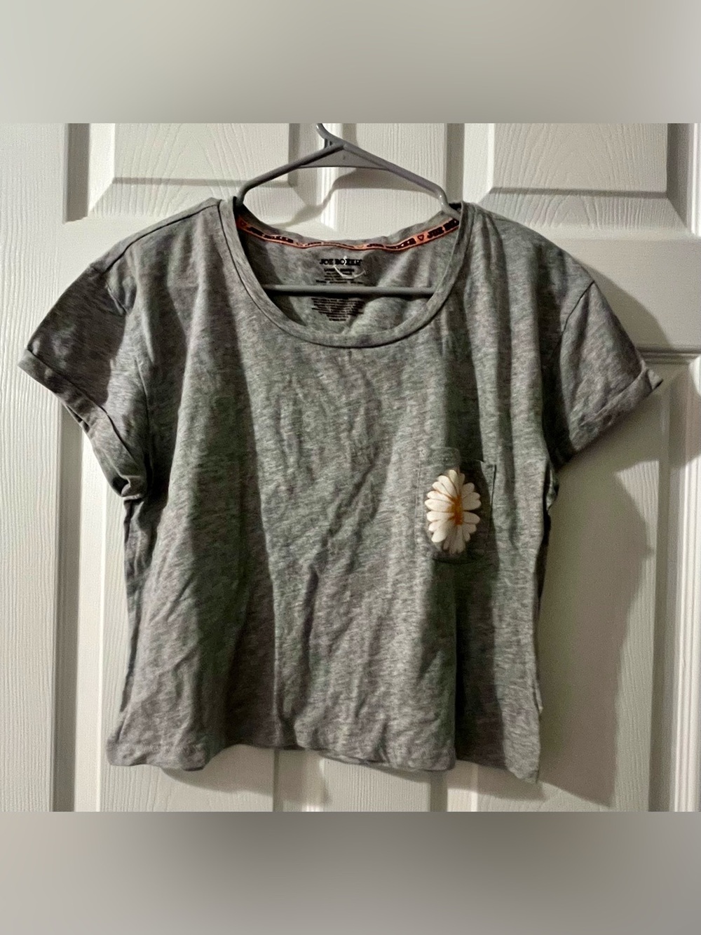 Grey Daisy Graphic Crop Tee - Unbranded
